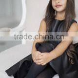 Little Black Dress Wholesale Clothing Sleeveless Leather Mom And Daughter Dress Matching thumbnail-2