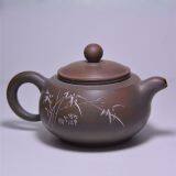Antique Short Mouth Bamboo Hand Painted Pottery Ceramic Tea Pot thumbnail-1