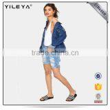 New Fashion Button Down Light Blue Blue Oversize Women Denim Jacket thumbnail-4