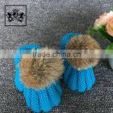 Arrival Winter Booties & Crib Shoes Fleece Bootie New Born With Rabbit Fur Ball thumbnail-1