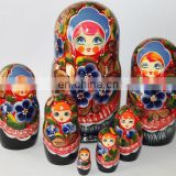 Handmade Matryoshka Dolls with Colored Bright Flowers Matryoshka Contacts Russian Doll Painting Eco Toys Set 7pc