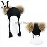 2017 Hot Selling Cheap Cute Winter Hat Two Poms Beanie Baby Girls Pink Fur Hat thumbnail-2