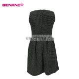 2017 Summer Casual Knitted Dress Border Embroidered Dot Printed Sleeveless Braces Dress for Women thumbnail-2