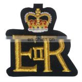ER with crown badge, Hand Embroidered Gold Bullion Badge, Gold Bullion Crest, British Gold Bullion Badge