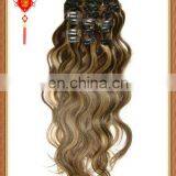 2015 hot sale factory cheap price high quality clip in body wave hair extensions