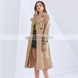 TWOTWINSTYLE Patchwork Buttons Women's Trench Coat Lapel Collar Long Sleeve Lace Up High Waist Slimming thumbnail-4