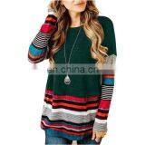 Europe and America Autumn and Winter Explosion Models Hot Long-sleeved Striped Round Neck T-shirt Sweater Large Size Women's Top thumbnail-5