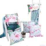 China Supply Custom High Quality T-spun Round Shape Flamingo Toucan Print Pillow Seat Cushion thumbnail-5