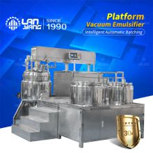 Automatic lifting vacuum emulsifier/Cosmetic cream emulsifier/Stainless steel high shear dispersion emulsification pot/Emulsification equipment with water pot and oil pot/Water oil vacuum mixer/Large high-speed mixer
