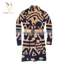 Intarsia Pattern Winter Cardigan Coat for Women With Belt thumbnail-3