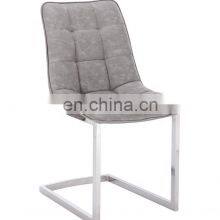 Popular Leather Dining Chair Square Seat With Sliver Leg thumbnail-1