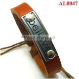 BELIEVE English Characters Leather Bracelet,unique Style&inspiring Series Alloy Jewellery Wristband AL0047 thumbnail-1