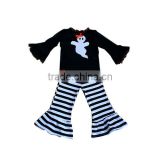 halloween baby girls wide leg trousers sets,children evil top and child striped ruffle pants set,girl long sleeve clothing set