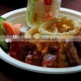 100% Biodegradable Microwavable 10" 3-Compartment Fast Food Plate