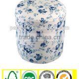 Antique Round Ottoman, Fabric Stool With Flower Printing