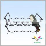 China Manufacturer High Quality Hot Sale Fancy Beautiful Display Rack Antique Red Wine Metal Wire Curved Glass Shelf thumbnail-3