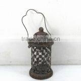 090233MC-hanging Engraved Pillar Metal Candle Lantern