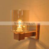 Vintage Type and Energy Saving Light Source wood base glass wall lamp