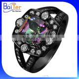 AAA Cubic Zirconia Black Plated Brass/925 Silver Finger Ring for Christmas thumbnail-3