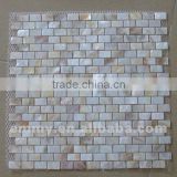 Natural river mother of pearl tile on mesh