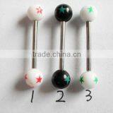 UV Acrylic Star Print Tongue Ring thumbnail-1