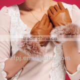Luxuriant Style Leather Rabbit Fur Cuff Glove thumbnail-1
