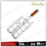Chrome Plated Wood Handle Corn BBQ Grilling Basket