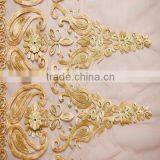 Gold 3D Rose Metallic Jacquard Skirt Border Embroidery Fabric thumbnail-1