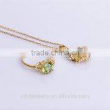 Hot Sale Jewellery Set 18K Gold Plated 925 Sterling Silver Precious Natural Olivine Gemstone Pendant Ring Necklace Jewelry Set thumbnail-5