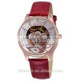 Genuine Leather Nice Peacock Dial Ladies Skeleton Watch thumbnail-4