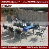 Modern Stainless Steel Frame Outdoor Restaurant Dining Table And Chairs Set