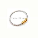 Fit for all sizes fashion gold locks wholesale wire cuff bangle expandable wire bangle stainless steel cable wire bangle LB8120
