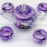 2015 Wholesale Watercolor Crystal Teaport With Cup, Crystal Tea Set for Home Decoration thumbnail-4