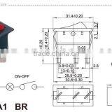 Electrical Double Pole Rocker Switch,6A 250V/10A 125V Red 6pin On-off Rocker Switch thumbnail-3