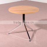 HC-M014 simple walnut color wooden round negotiation table metal frame