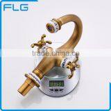 FLG100014 Bathroom Cold&Hot Water Antique Brass Sink Faucet thumbnail-3