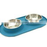 Medium Stainless Steel Double Dog Feeder With Non-Slip Silicone Base thumbnail-5