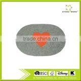 Store More Heart Thick Round Oval Grey Felt Placemats thumbnail-1