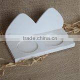 White Handmade Decorative Craved Wooden Candle Stand thumbnail-6