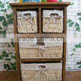 Wooden Cabinet With Four Wicker Drawers and One Door thumbnail-4