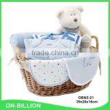Customize gfit package basket hand knitting empty wicker baby gift basket