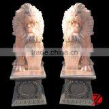 Cloudy Rosa Marble Garden Decoration Lion Statue for Sale thumbnail-1