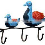 IRON PAINTED 2 DUCK HANGER 3 HOOK thumbnail-1