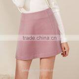 2016 Customized Manufacture Fashionable Wholesale Women's Plain Color High-waist Woolen A-line Ladies Skirt thumbnail-5