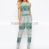 2015 Fashionable Hot Sale OEM Customized Mosaic Print Mariah Cross Back Jumpsuit thumbnail-2