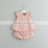 2017 Girls Summer Trendy Cool Suit Designs Pure Colour Boutique Girl Clothing Set thumbnail-3