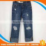 Women China Wholesale Fashion Ripped Rolling up Jeans thumbnail-1