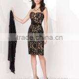 High Quality Knee Length Lace Strapless Evening Dress Store thumbnail-2