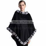 CX-B-P-58A Fashion Super Quality Latest Genuine Rex Rabbit Trim Pashmina Shawl thumbnail-2