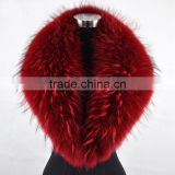 Myfur Red Color Customized Raccoon Fur Trim Hood Collar For Winter Coat